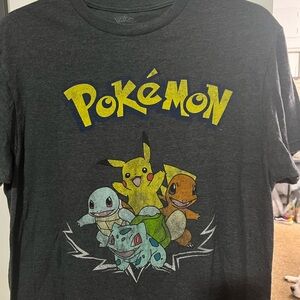 Pokemon Gray Tee with Yellow Logo and Characters